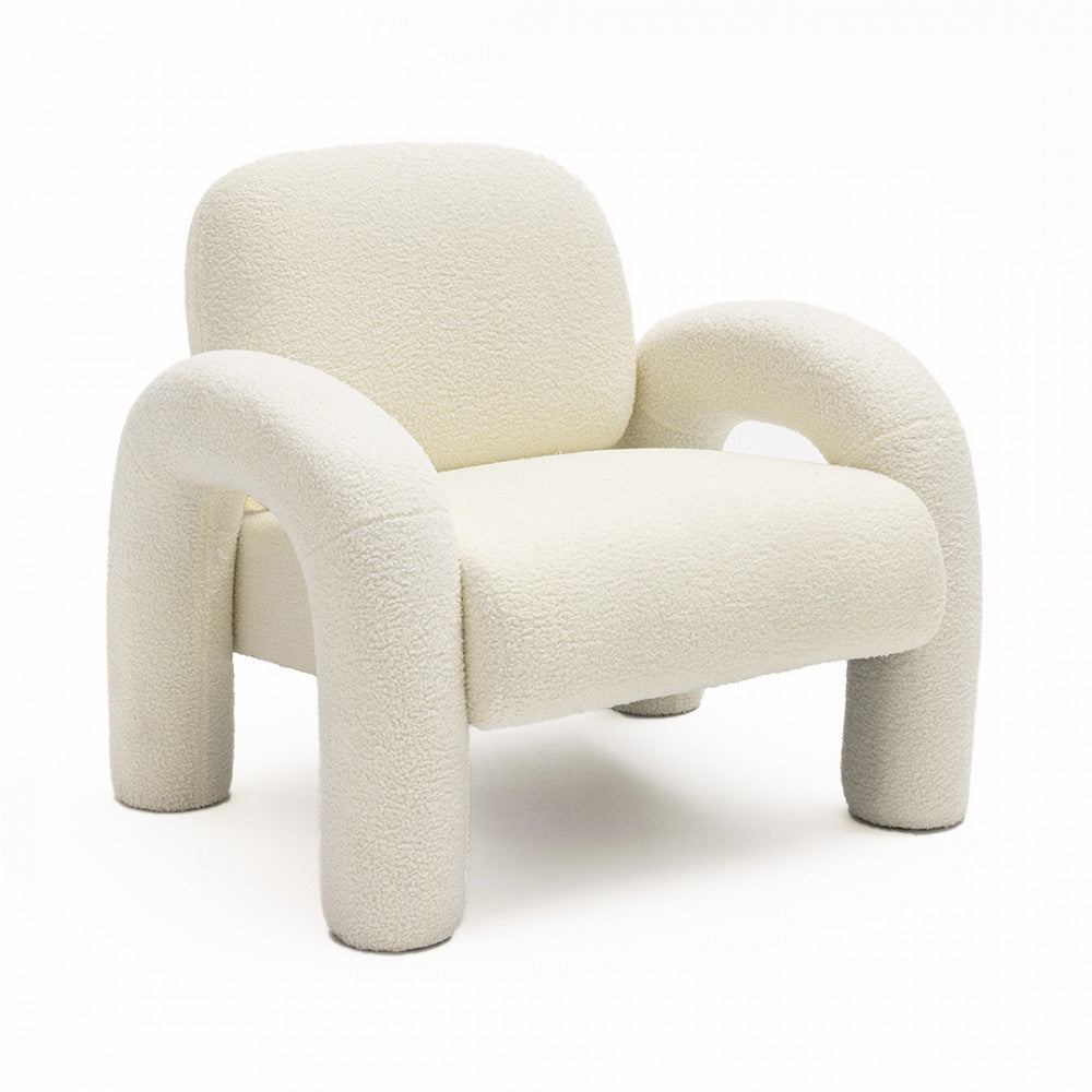 Mio - Armchair - Bouclé Fabric - White