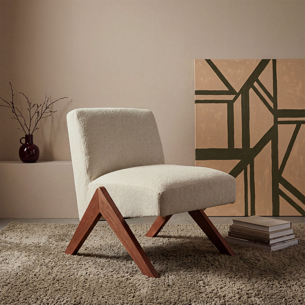 Vinto - Fauteuil - Tissu Pieds Bois - Beige Chiné