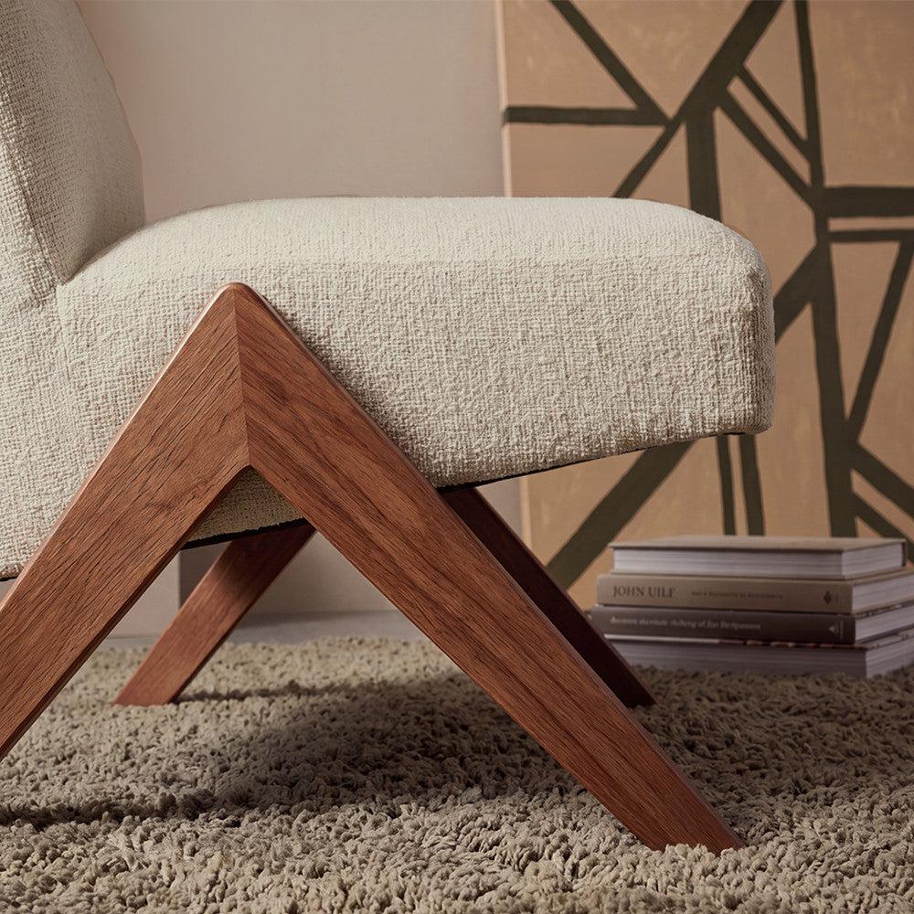 Vinto - Fauteuil - Tissu Pieds Bois - Beige Chiné