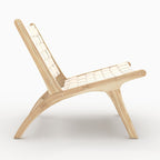 Kuna - Fauteuil En Teck Et Cuir Tressé Blanc