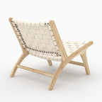 Kuna - Fauteuil En Teck Et Cuir Tressé Blanc