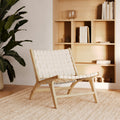 Kuna - Fauteuil En Teck Et Cuir Tressé Blanc