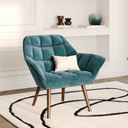 Simba - Fauteuil En Velours Bleu Canard