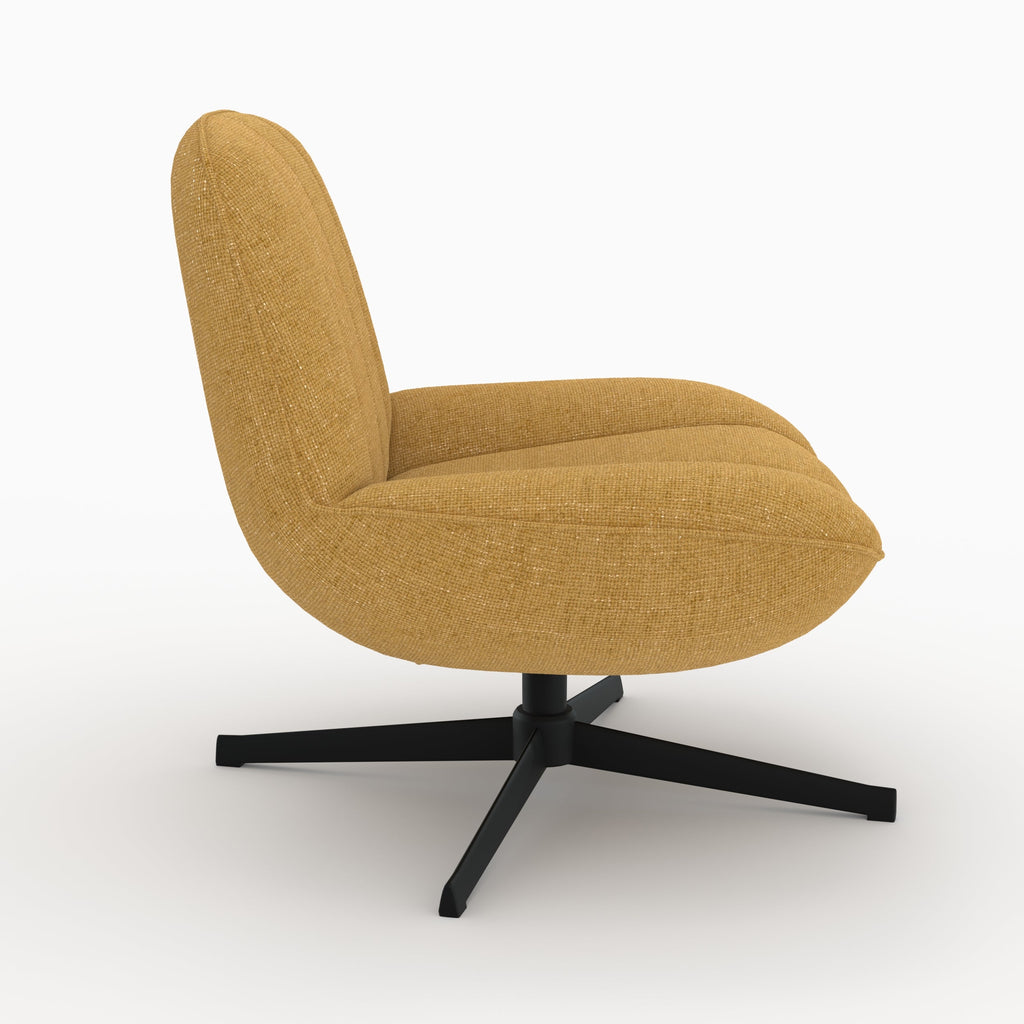 Elvis - Fauteuil Pivotant En Tissu Effet Velours Jaune Moutarde