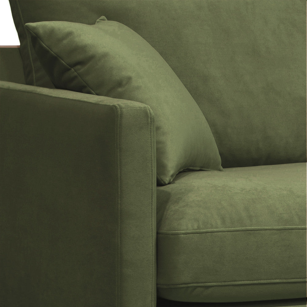 Villabon - Sillón XL - Terciopelo - Patas en horquilla negras - Verde oliva