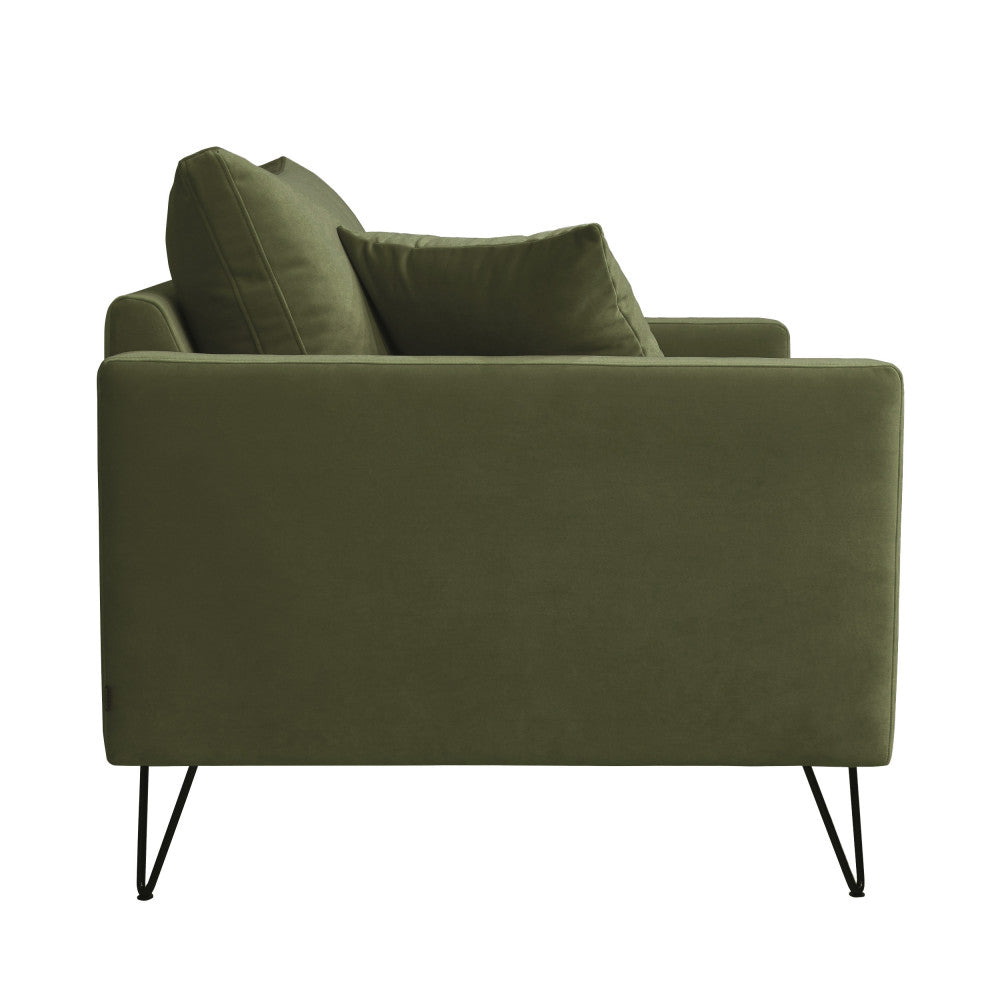 Villabon - Sillón XL - Terciopelo - Patas en horquilla negras - Verde oliva