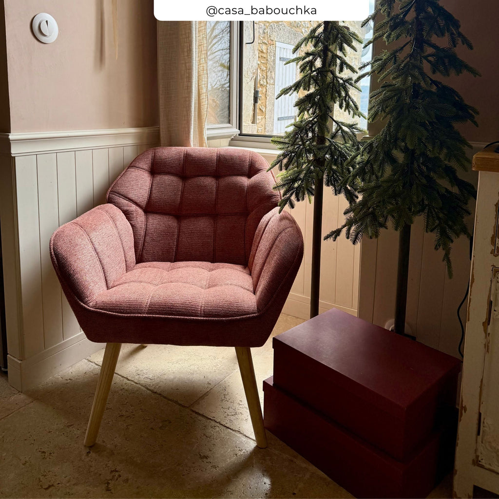 Simba - Fauteuil En Tissu Rouge Ancien