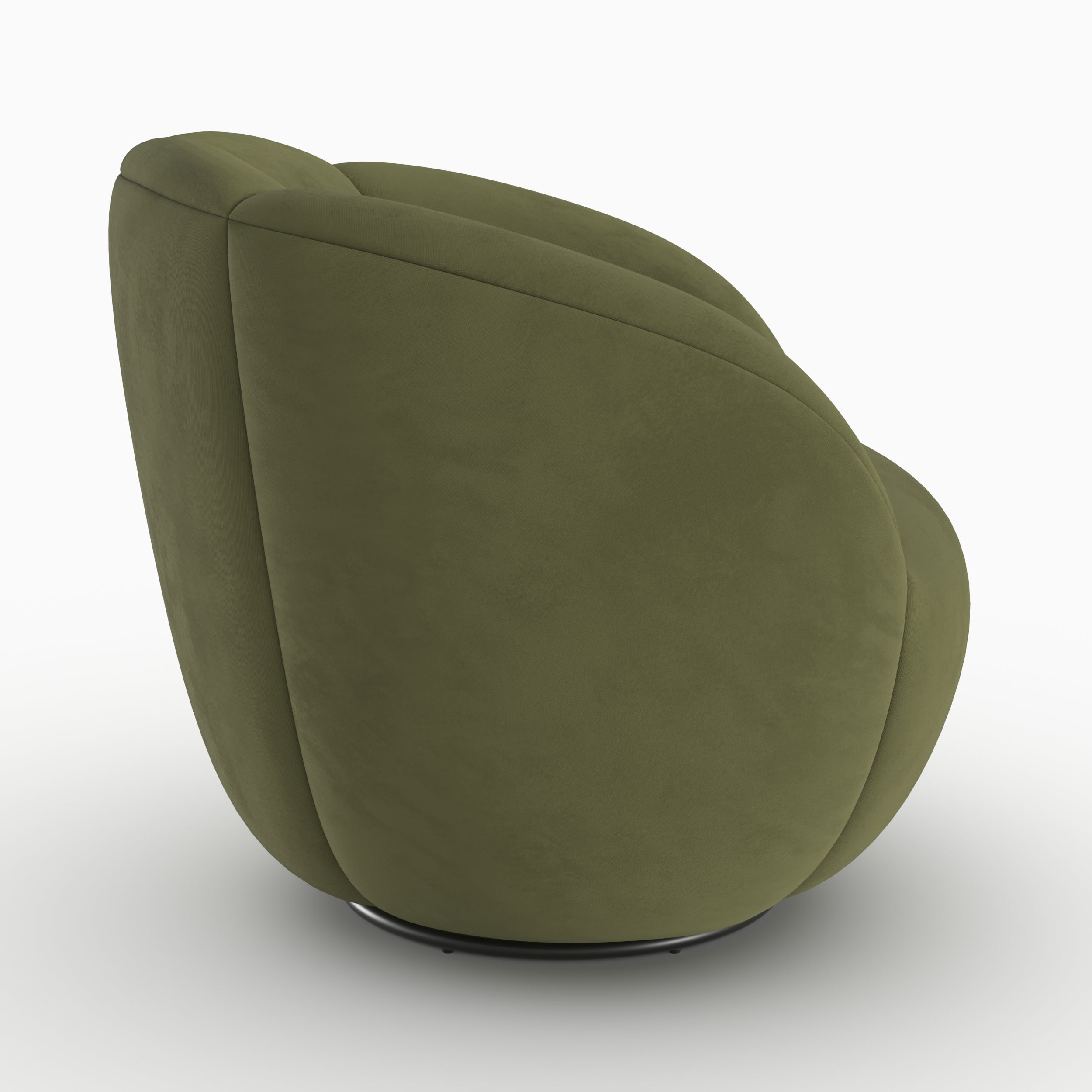Ysé - Fauteuil Pivotant En Velours Vert Olive Foncé
