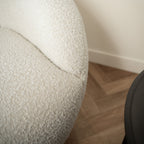 Ysé - Fauteuil Pivotant En Tissu Bouclé Blanc