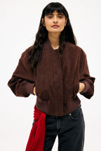 Cazadora bomber de ante sintético - Marrón