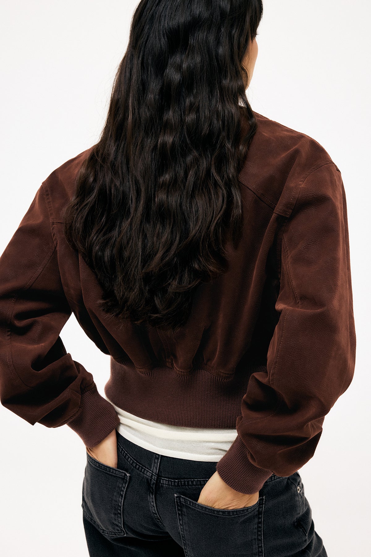 Cazadora bomber de ante sintético - Marrón