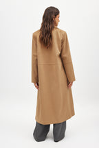 Manteau Faux Suede Double Breasted - Camel