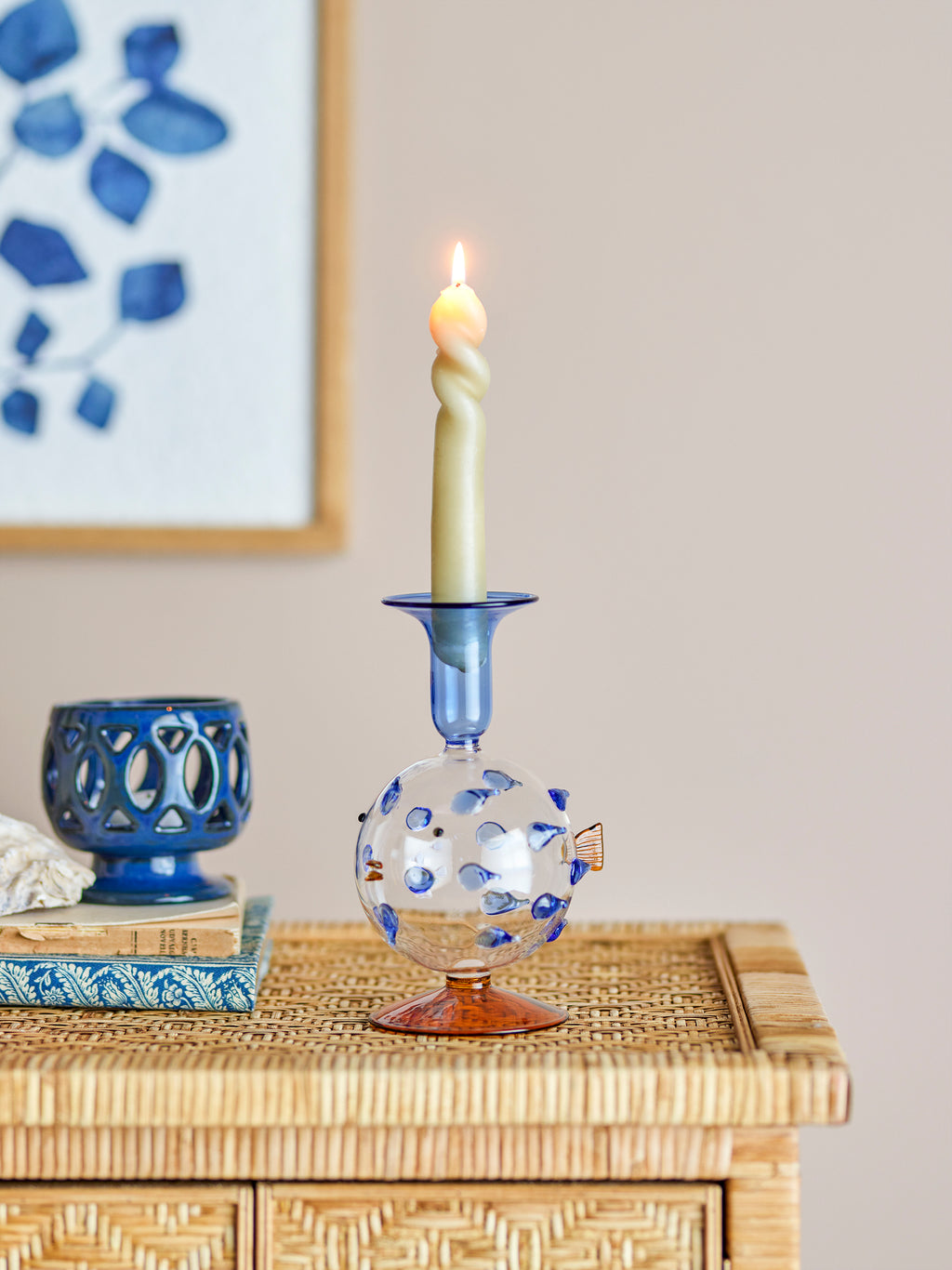 Phila - Candleholder - Blue - Glass