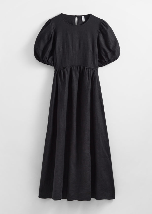 Pa Aerona Dress In Black Linen