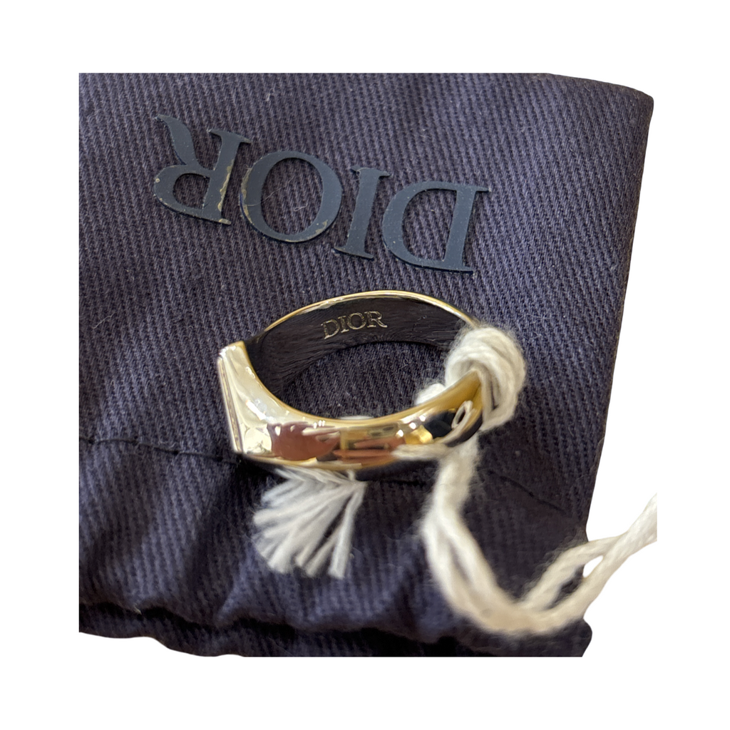 Christian Dior - Anello a fascia con logo in acciaio - Argento