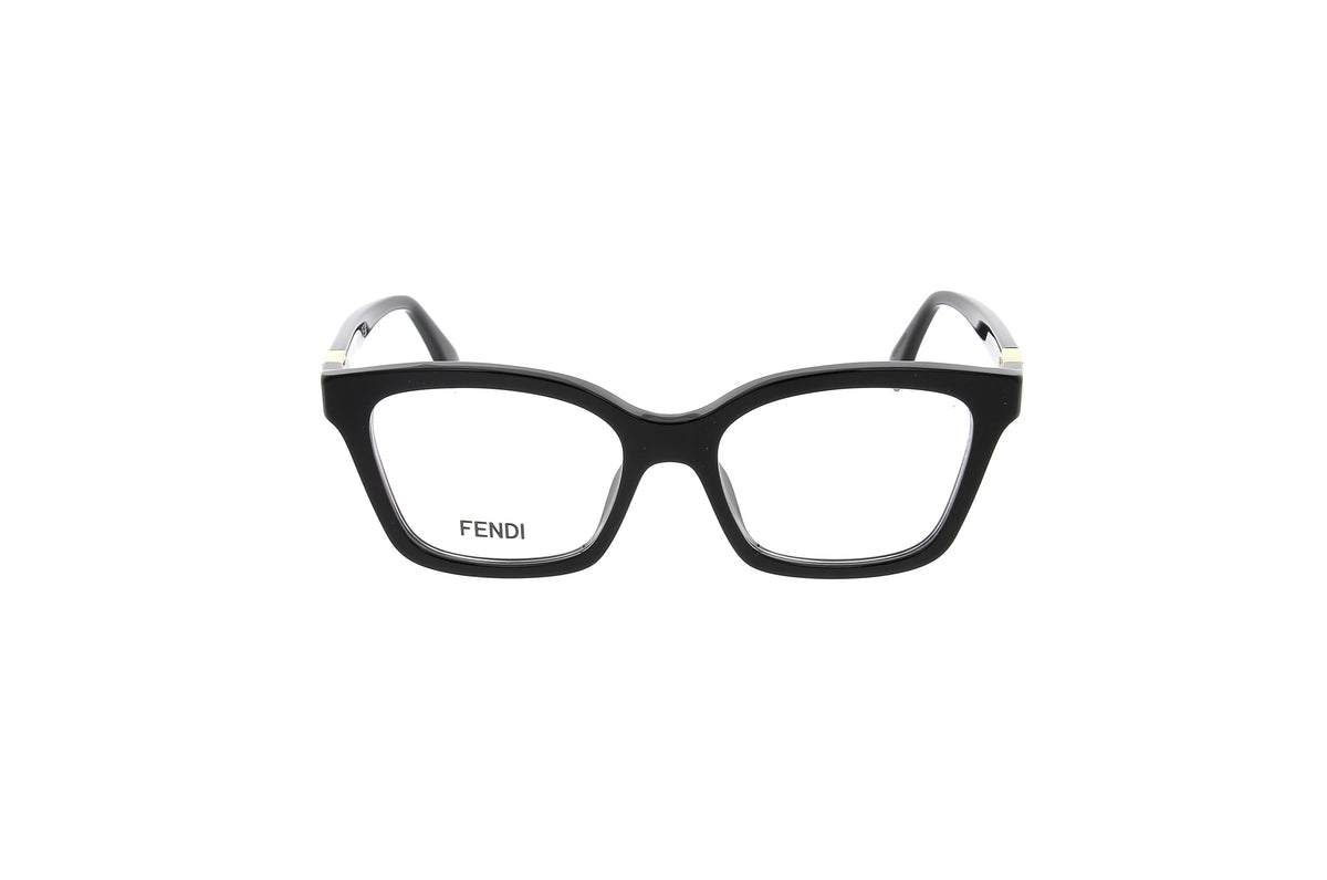 Luxury Eyewear – Glasögon - Fendi, svarta glasögon med fyrkantig båge och tunna skalmar