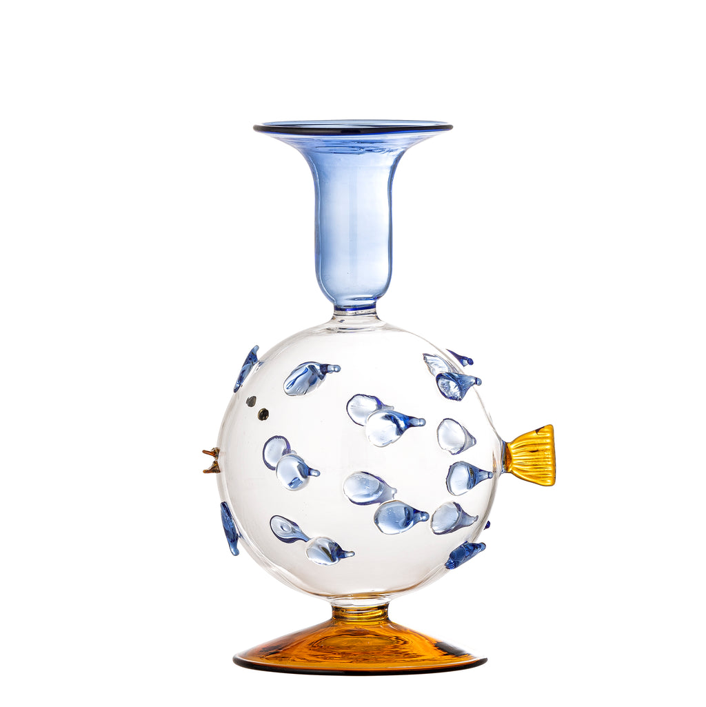 Phila - Candleholder - Blue - Glass