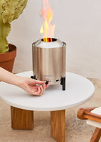 Brasero de mesa compacto para exterior, 1,5 Kw, con pellet sin humo, color gris