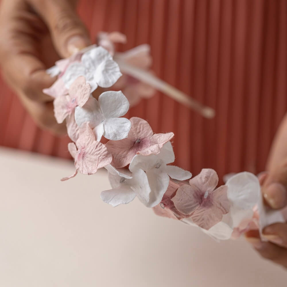 White And Pink Paper Headband M