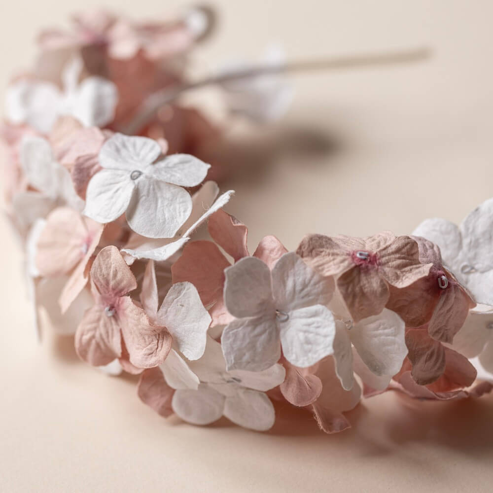 Serre Tête En Papier Blanc Et Rose L