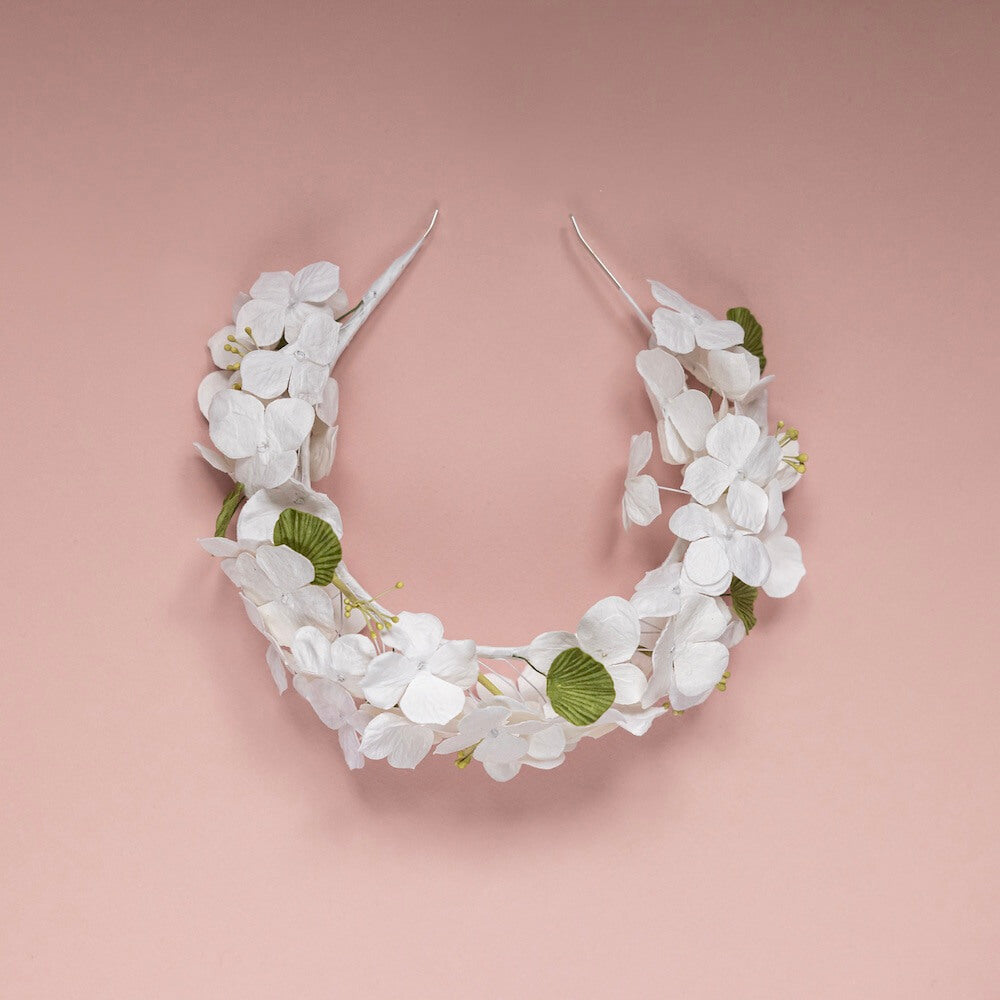 Serre Tête En Papier Blanc Et Vert L