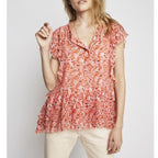 Berenice - Blouse Saumon Et Orange