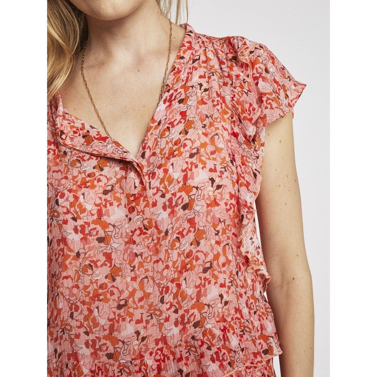 Berenice - Blouse Saumon Et Orange