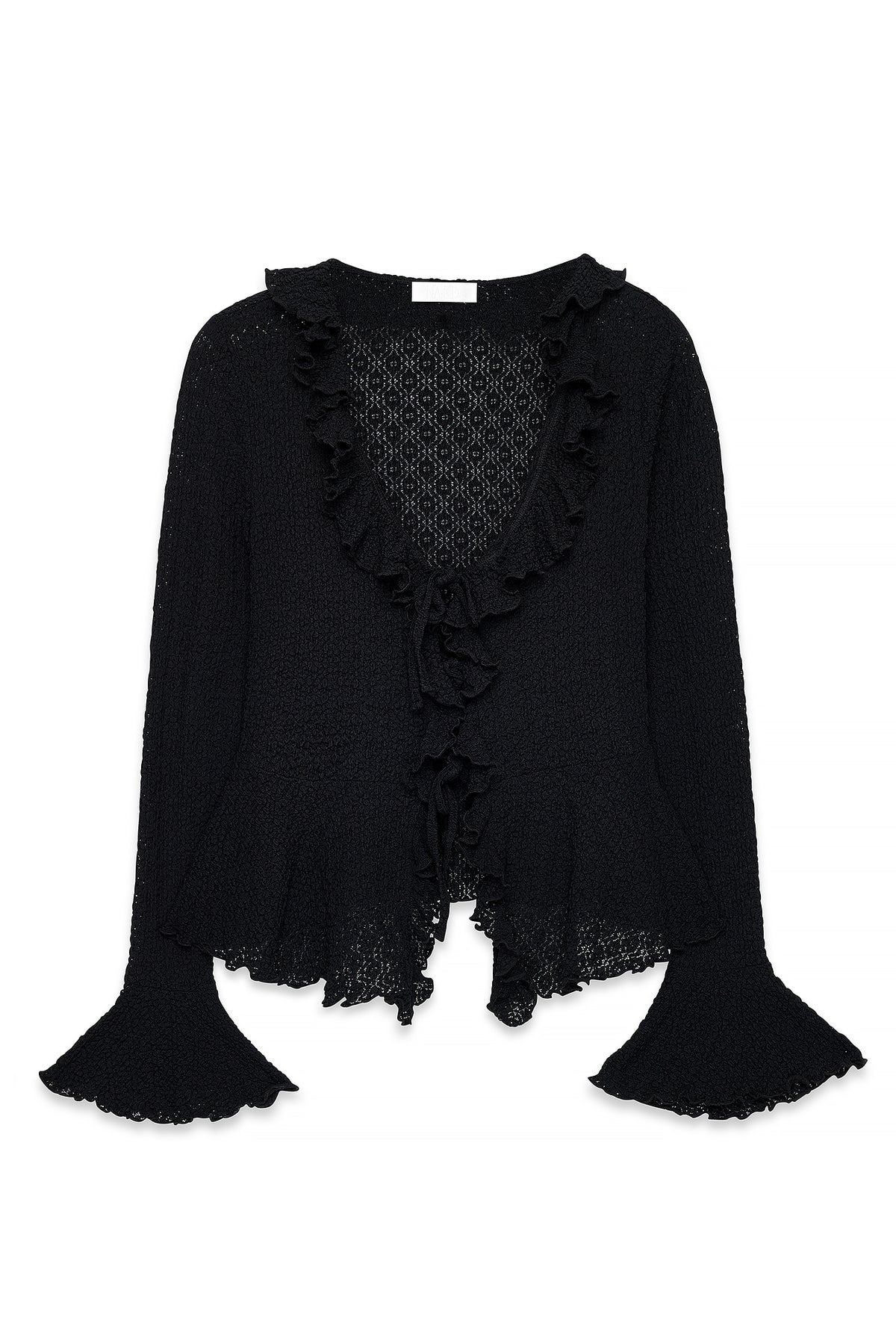 Top de manga con volante - Negro