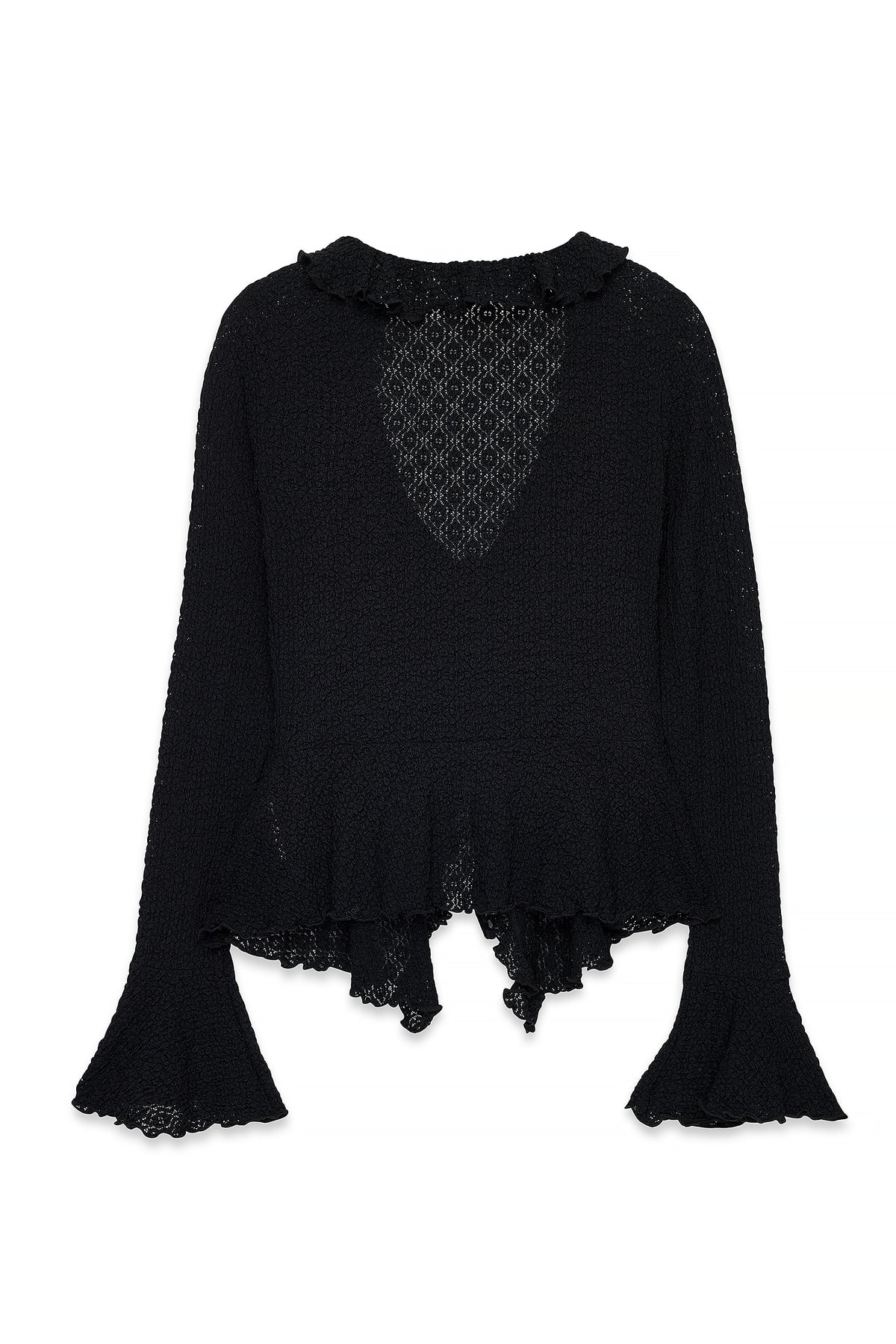 Top de manga con volante - Negro