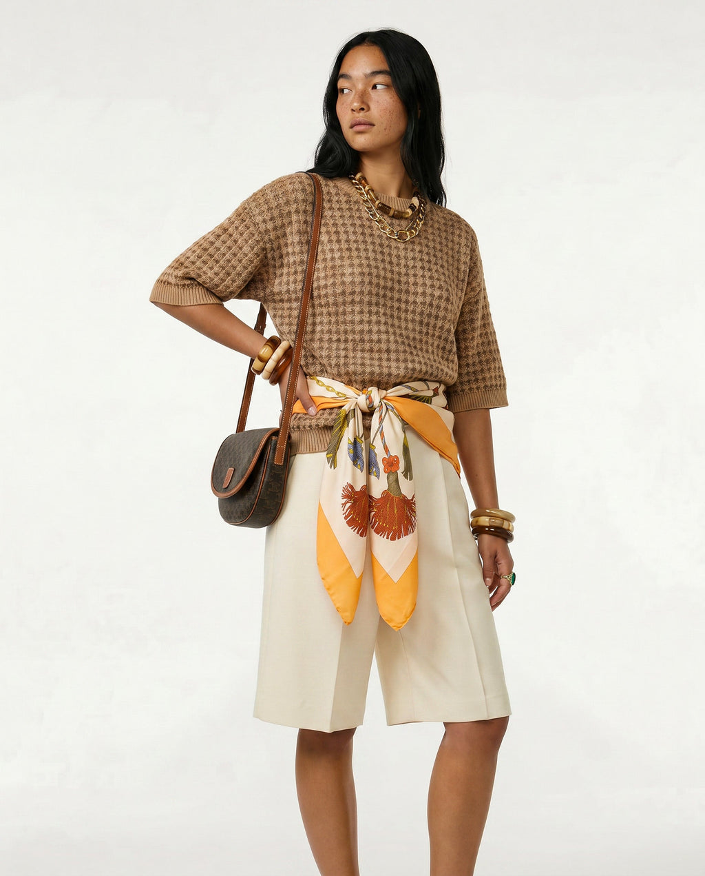 Céline Silk Scarf Pom-Pom Pattern