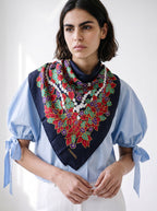 Chanel Large Floral & Pearl Print Shawl