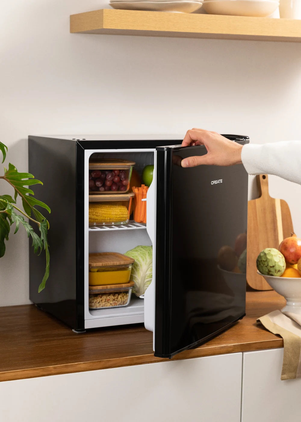 43L Minibar Fridge - Mini Refrigerator with Reversible Door - Black