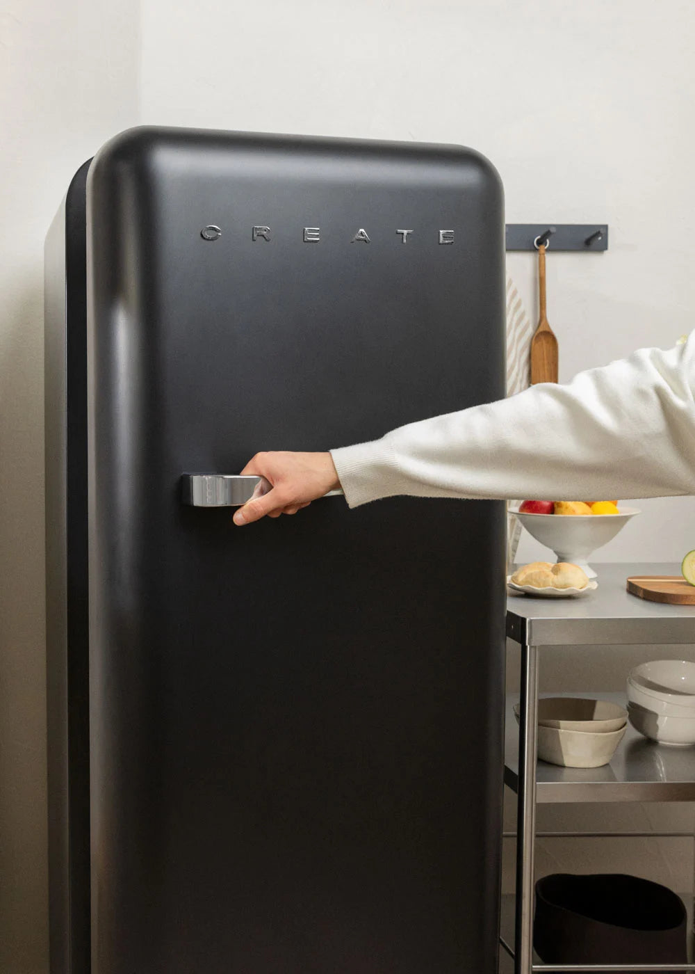 Retro Fridge 281L - Frigorífico Retro - Negro Tiradores Plata