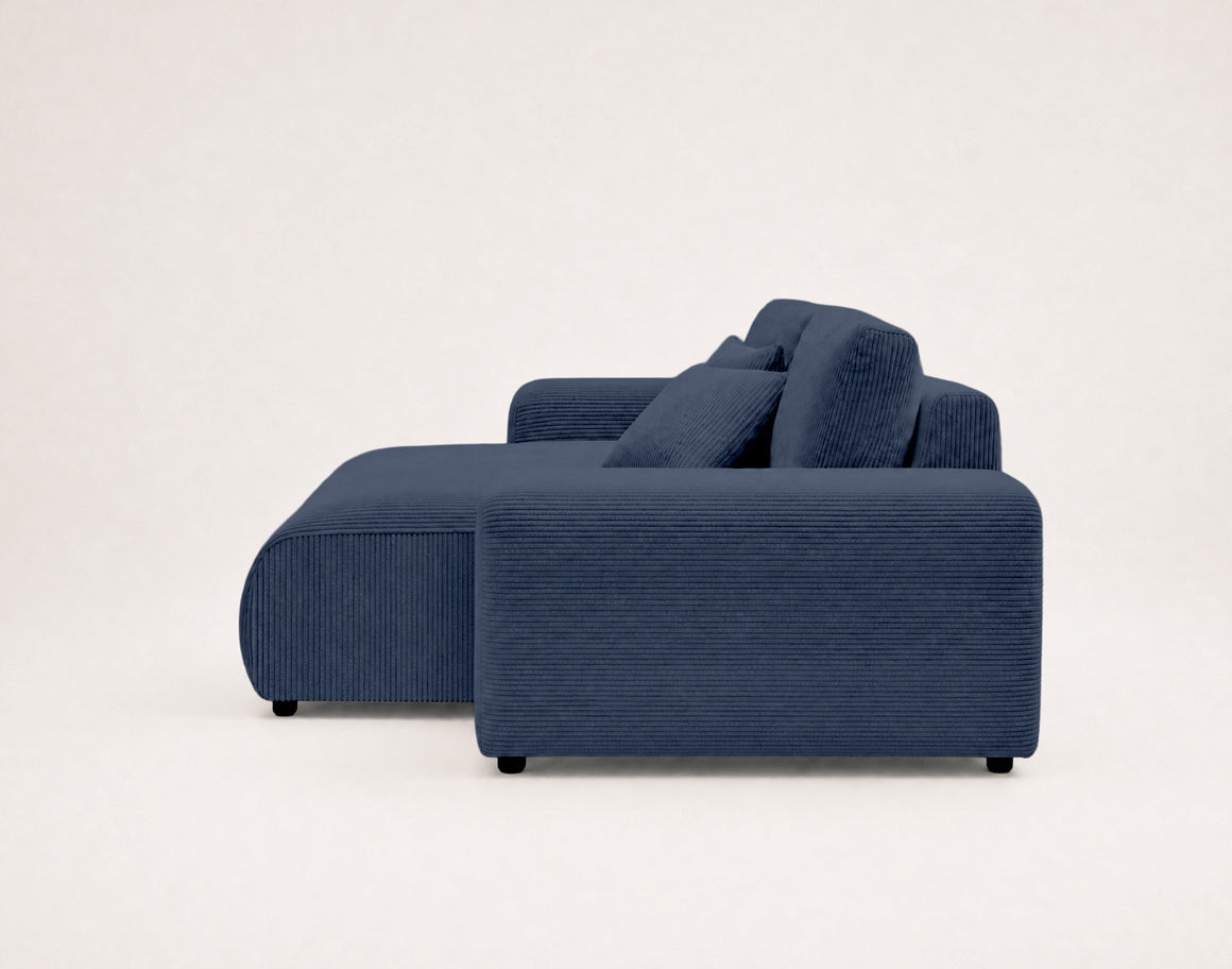 Garance - Reversible 4-Seater Corner Sofa - Corduroy - Midnight Blue