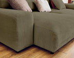 Garance - Reversible 4-Seater Corner Sofa - Corduroy - Green