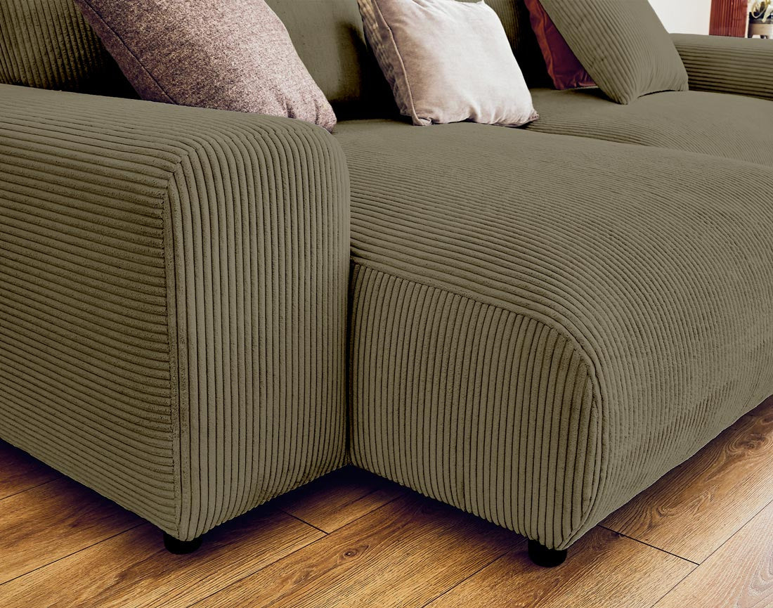 Garance - Reversible 4-Seater Corner Sofa - Corduroy - Green