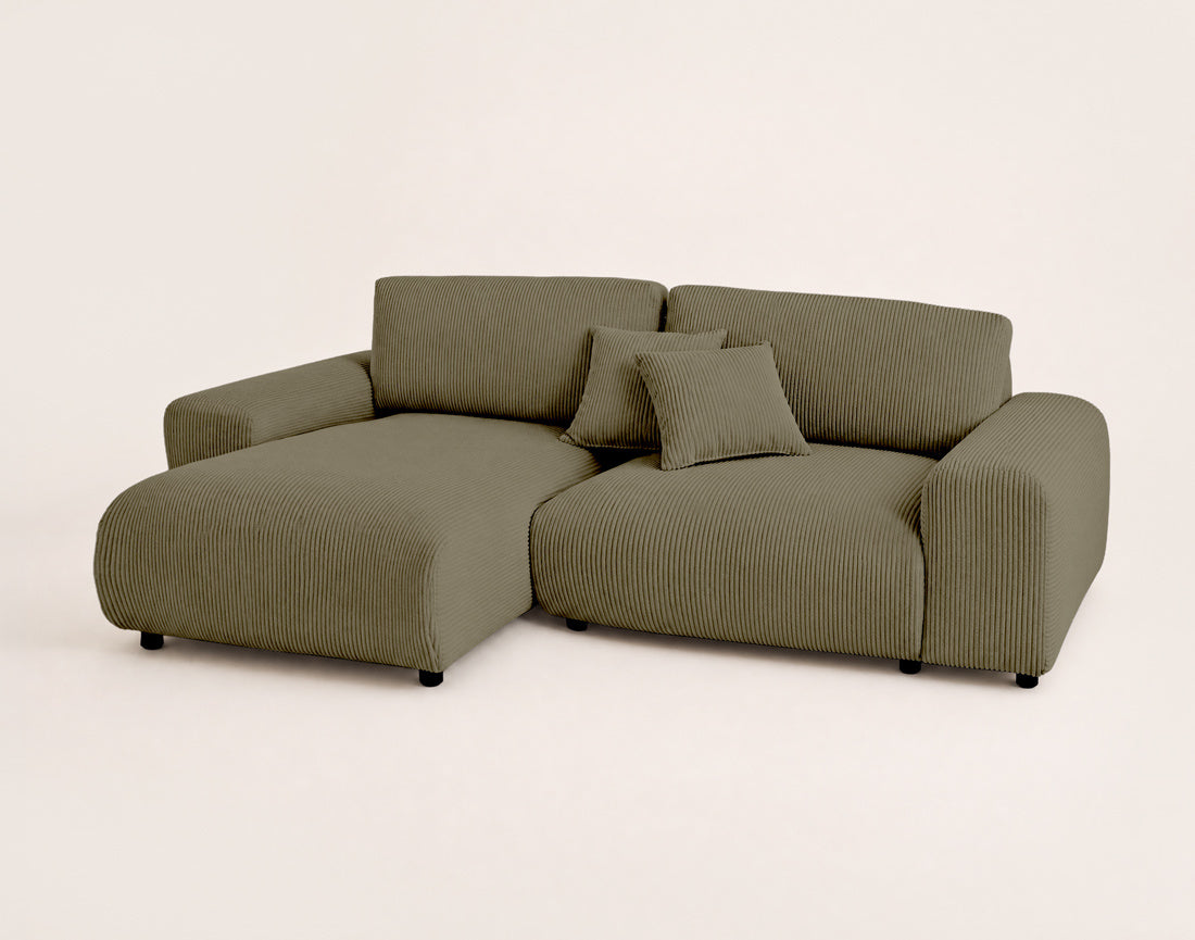 Garance - Reversible 4-Seater Corner Sofa - Corduroy - Green