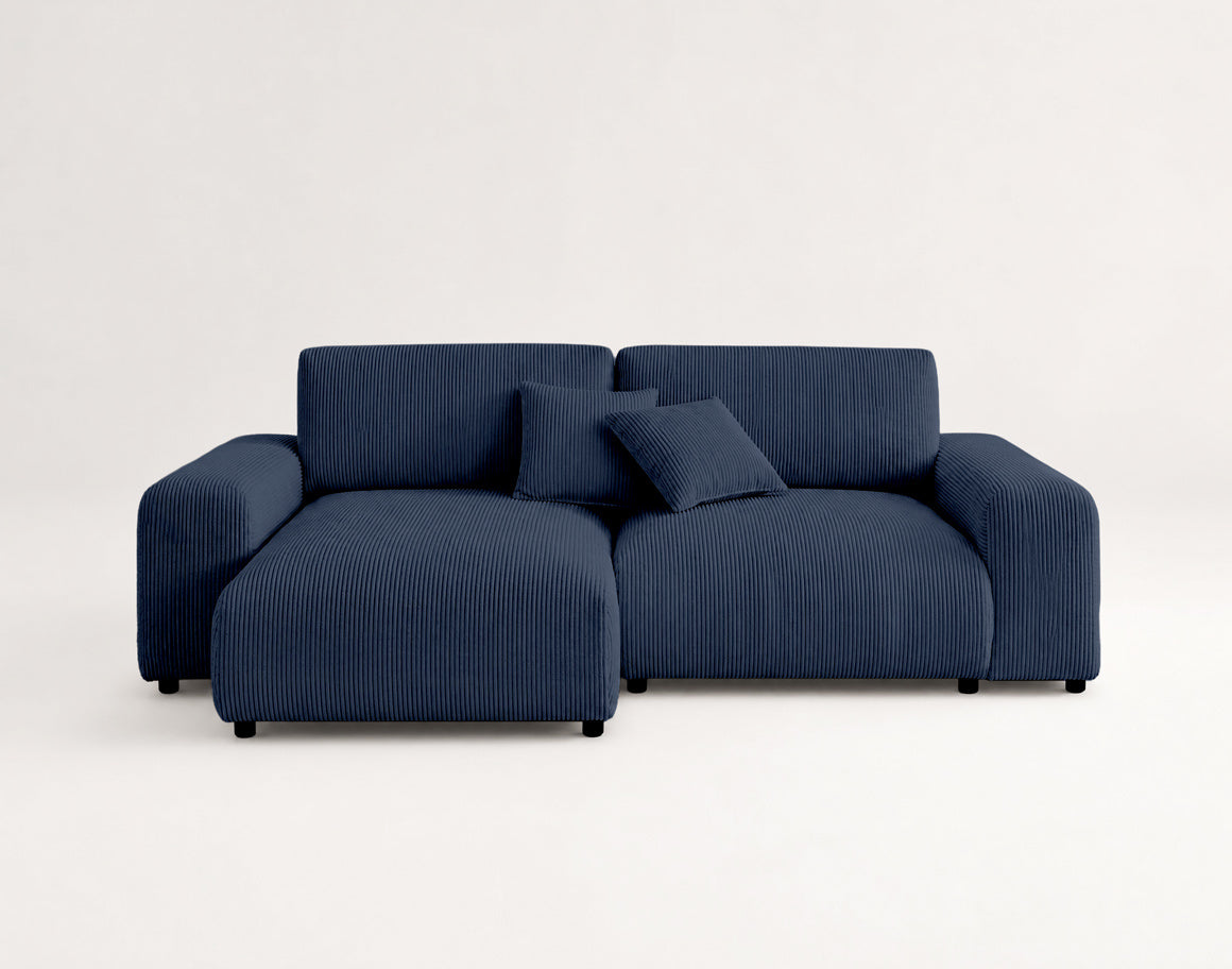 Garance - Reversible 4-Seater Corner Sofa - Corduroy - Midnight Blue