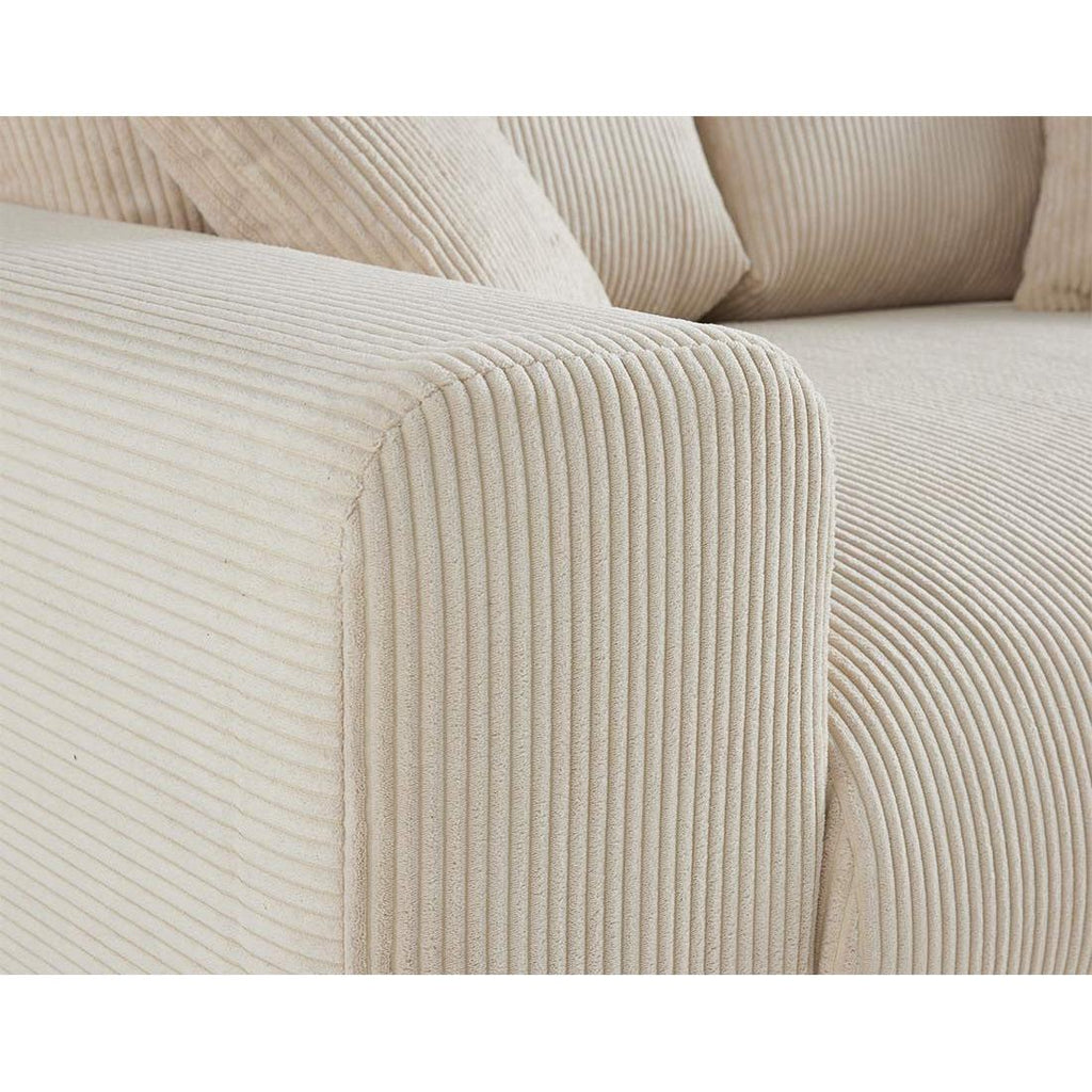 Garance - Canapé Droit - 2 Places - Velours Côtelé - Beige