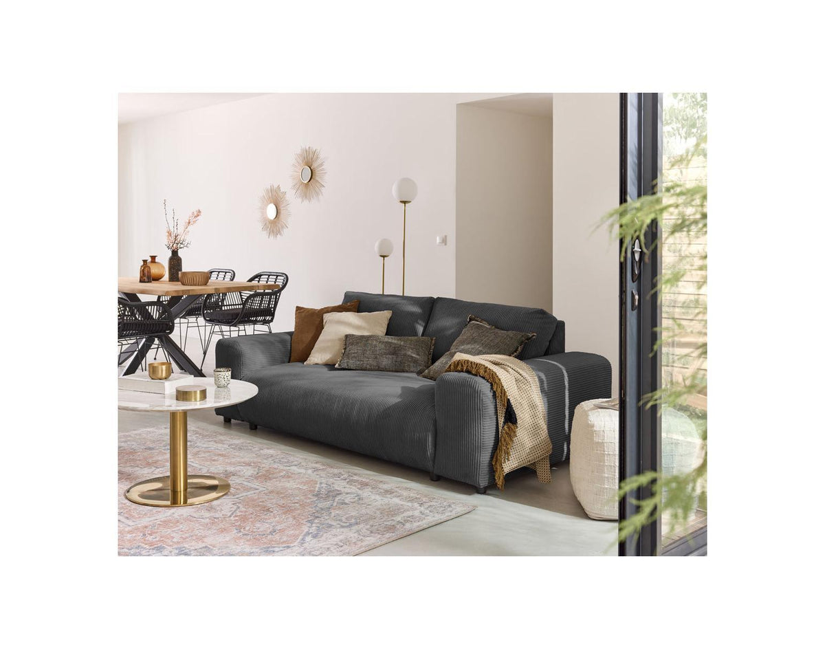 Garance - Straight Sofa - 3-Seater - Corduroy - Dark Grey