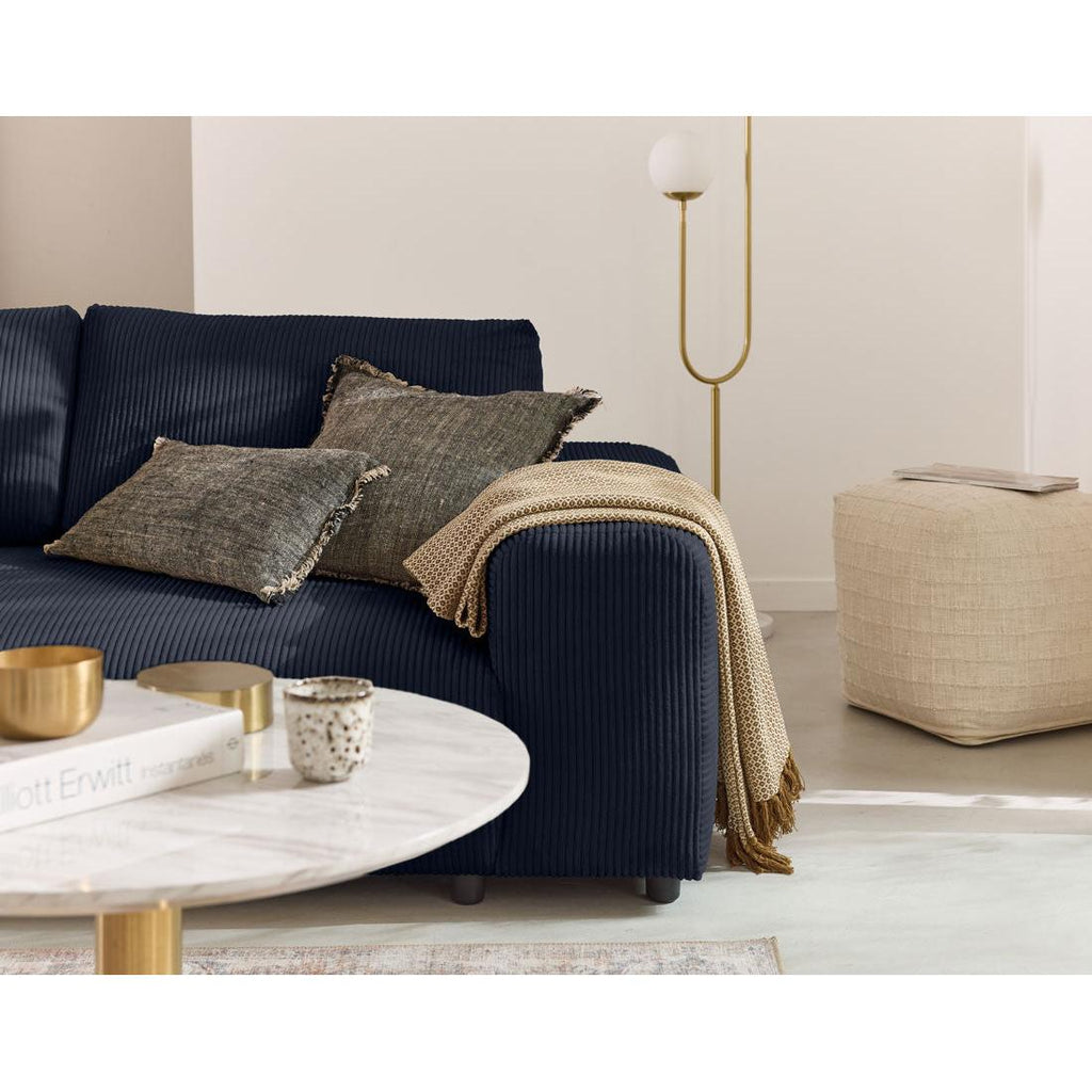 Garance - Straight Sofa - 3 Seater - Corduroy - Midnight Blue
