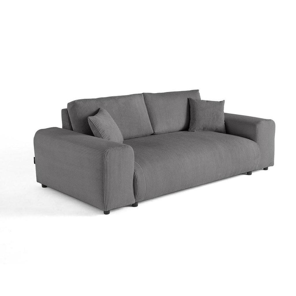 Garance - Straight Sofa - 3-Seater - Corduroy - Dark Grey