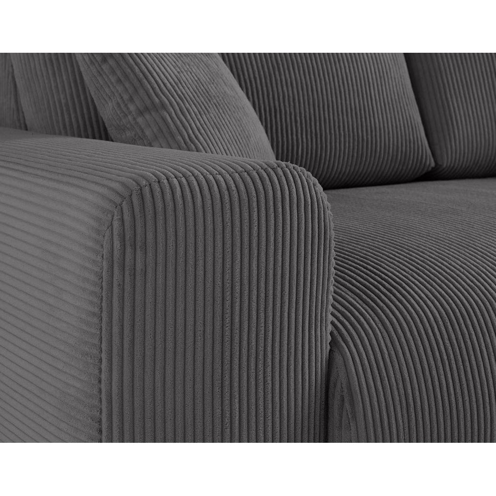 Garance - Straight Sofa - 3-Seater - Corduroy - Dark Grey