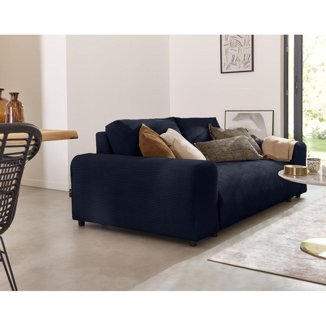 Garance - Straight Sofa - 3 Seater - Corduroy - Midnight Blue