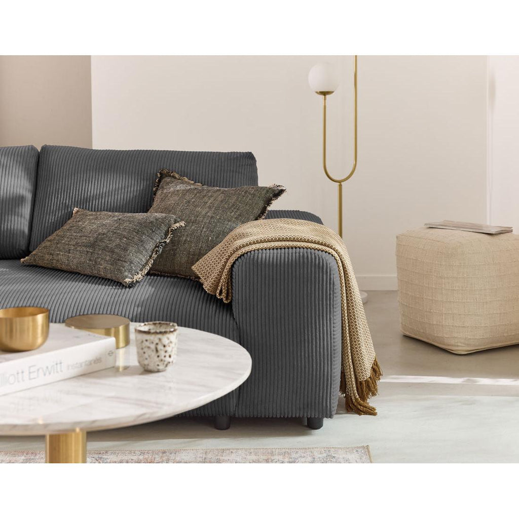 Garance - Straight Sofa - 3-Seater - Corduroy - Dark Grey