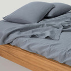 2 Fundas de Almohada - En Gasa De Algodón 185 G/M² - Azul Escarcha