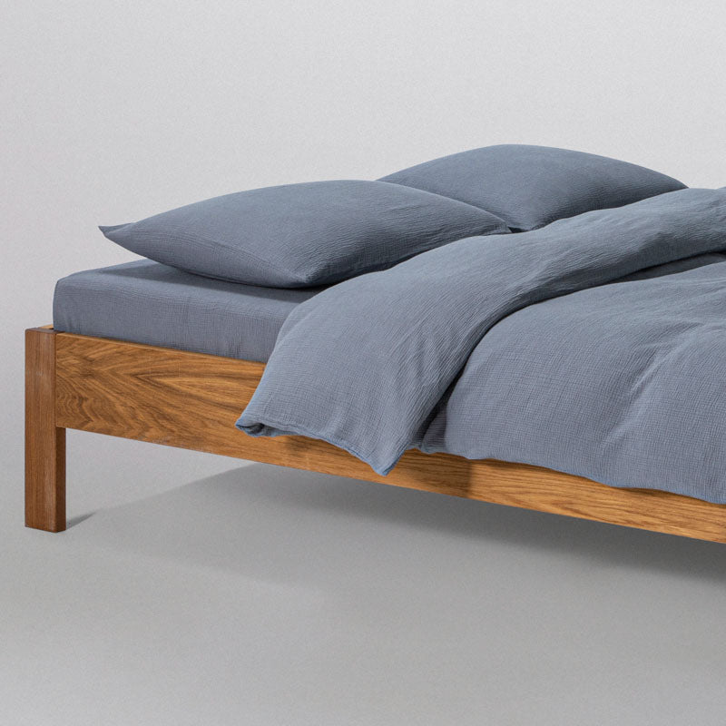 2 Fundas de Almohada - En Gasa De Algodón 185 G/M² - Azul Escarcha