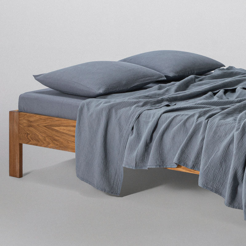 Fitted Sheet - In Cotton Gauze 185G/M² - Frost Blue