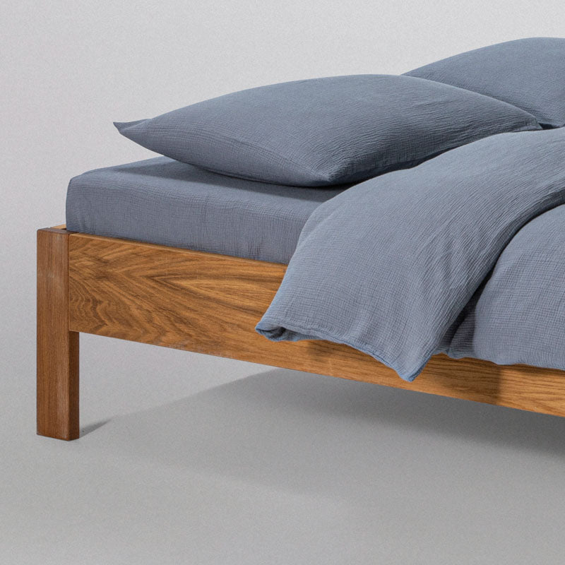 Fitted Sheet - In Cotton Gauze 185G/M² - Frost Blue
