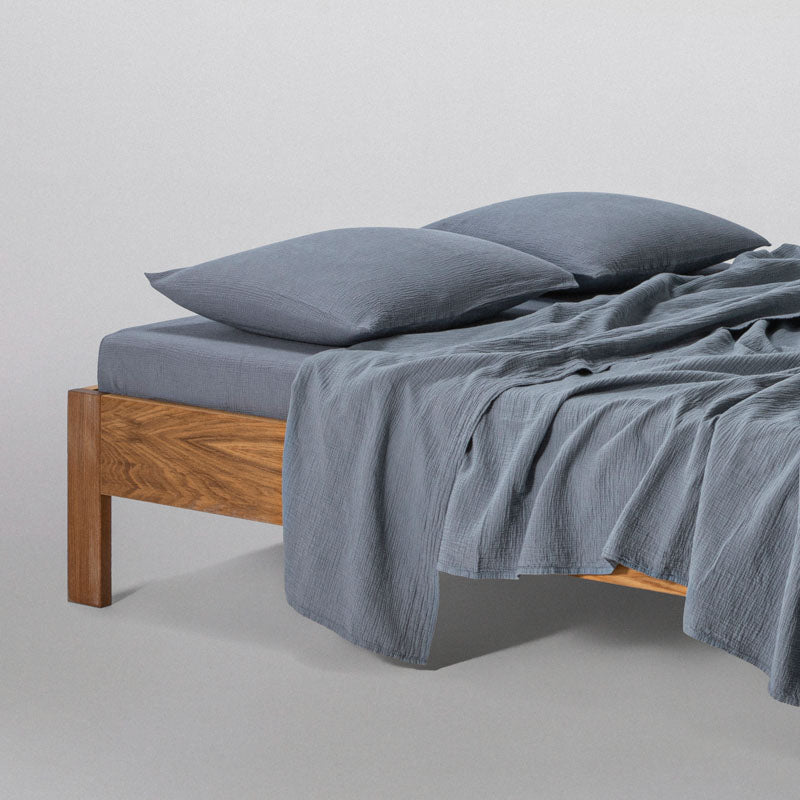 Flat Sheet - In Cotton Gauze 185G/M² - Frost Blue